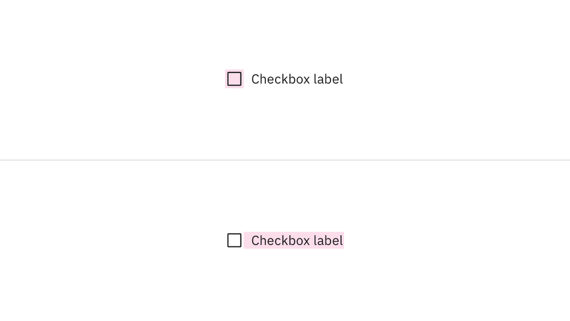 Click targets for checkbox.
